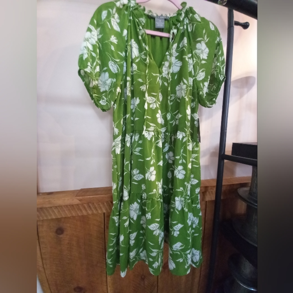 Lark And GREY Green Floral Dress